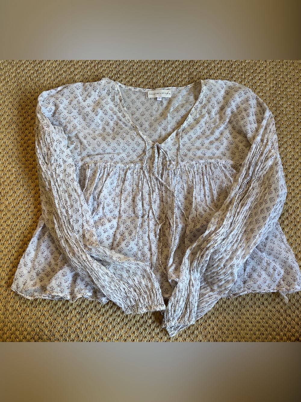 Daughters of India Cream Printed Blouse